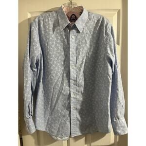 Robert Graham Monkey Business Men’s Button Up Shirt Sz L Blue Long Sleeve